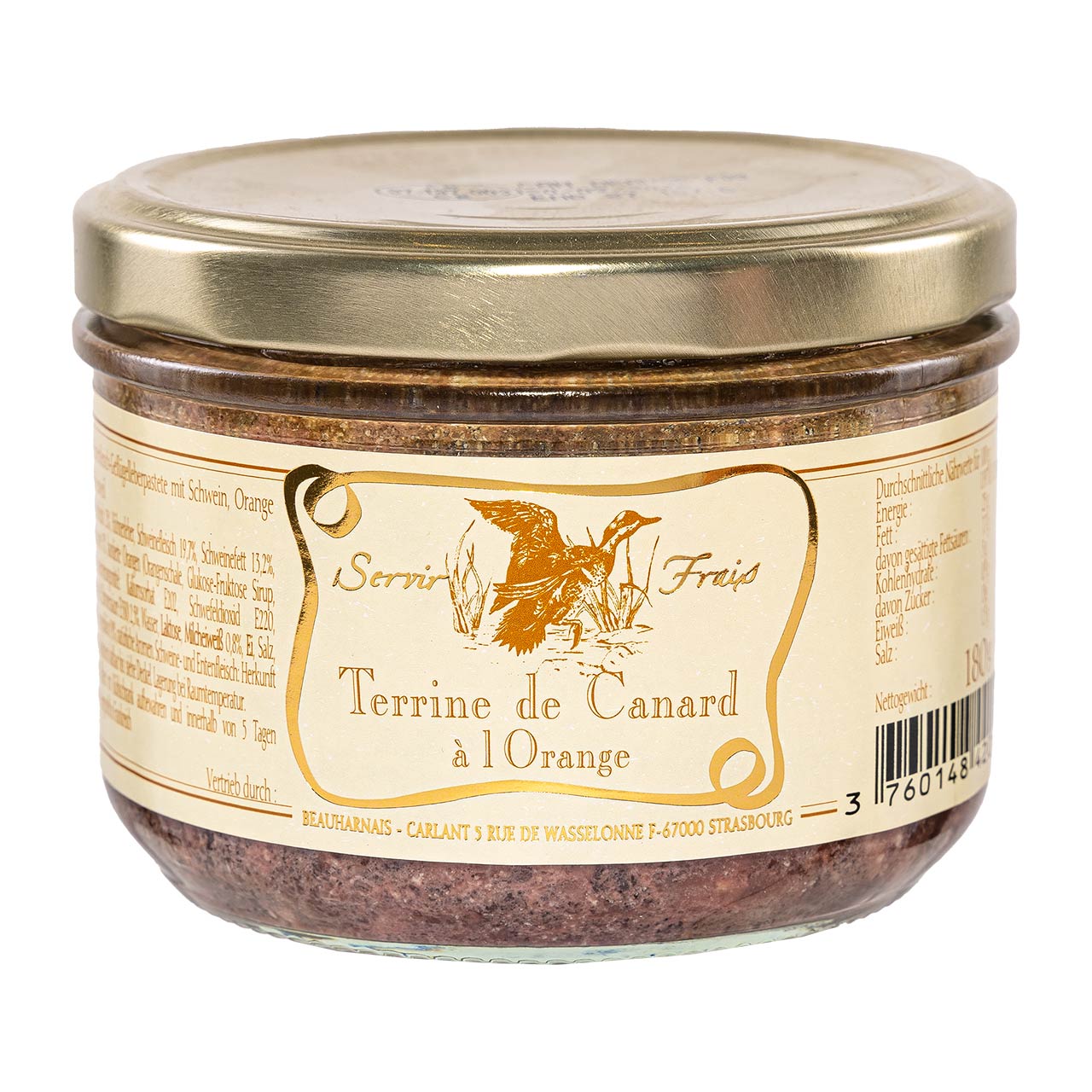 Beauharnais Entenpastete mit Orange 180g