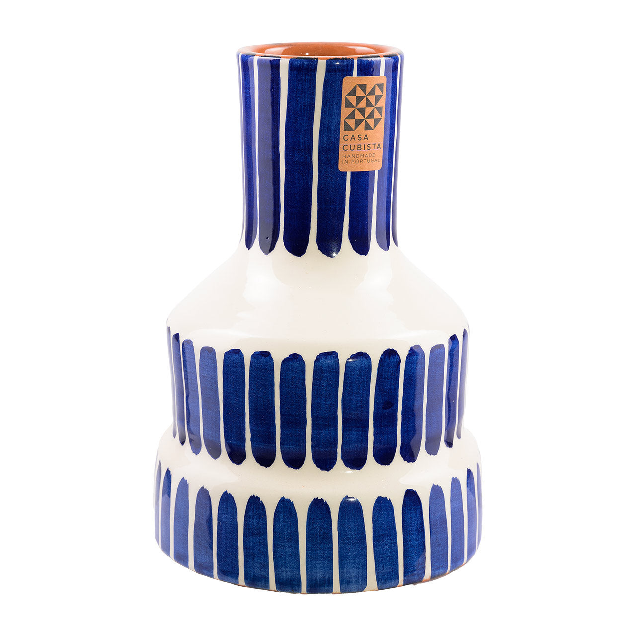Casa Cubista Keramik Stufen Vase blau-weiß