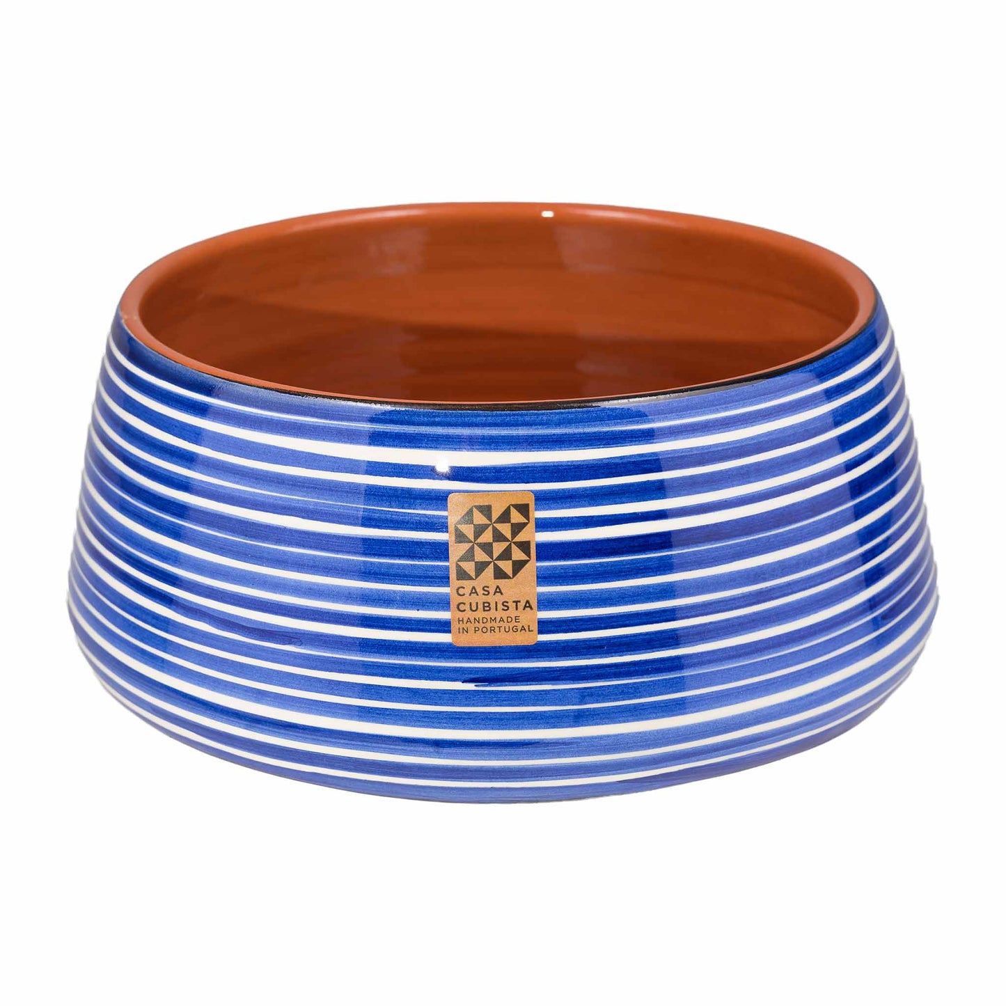 Casa Cubista Keramikschale hoch fine stripes blue