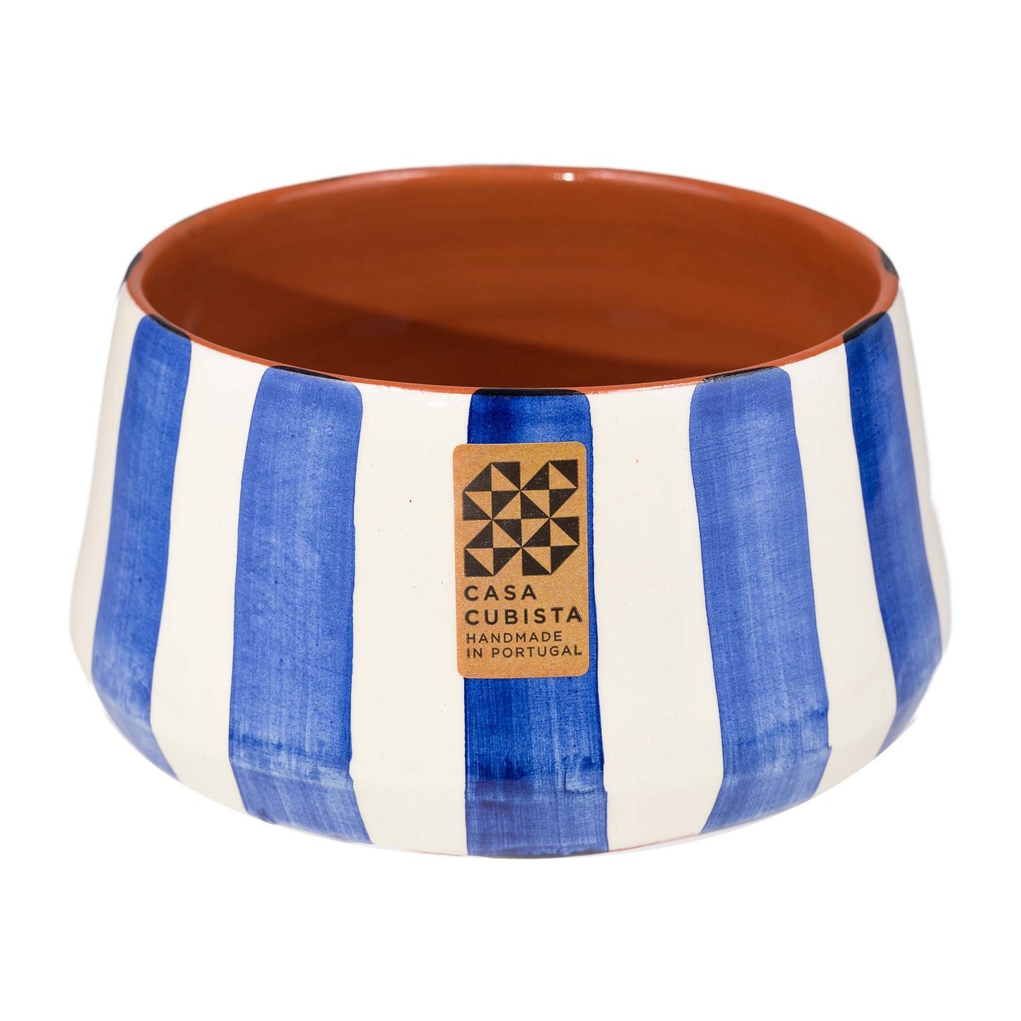 kleine Keramikschale hoch bold stripes blue