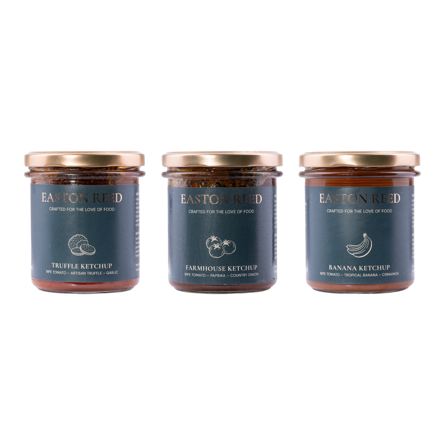Easton Reed Gourmet-Ketchup-Trio: Truffle, Farmhouse und Banana Ketchup