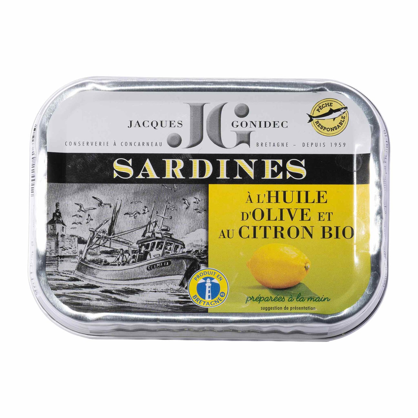 JG Jacques Gonidec Sardinen mit Zitrone in Bio-Olivenöl