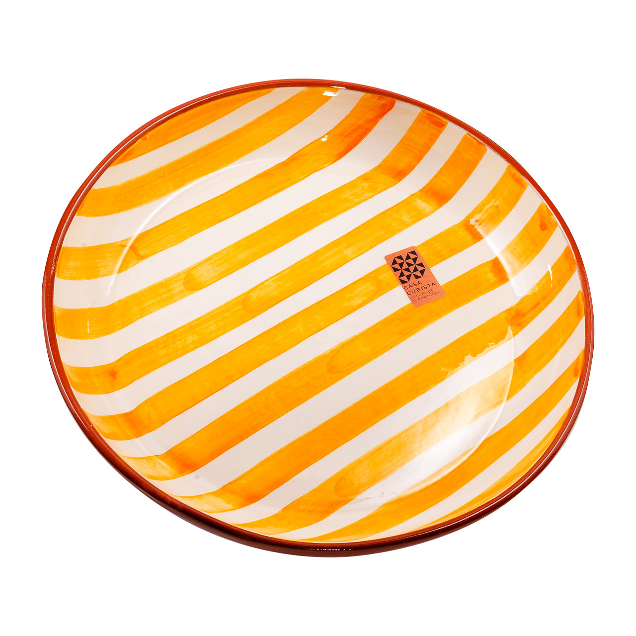 Keramikschale groß bold stripes tangerine