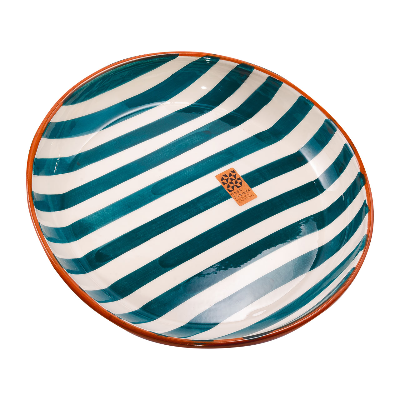 Keramikschale groß bold stripes teal