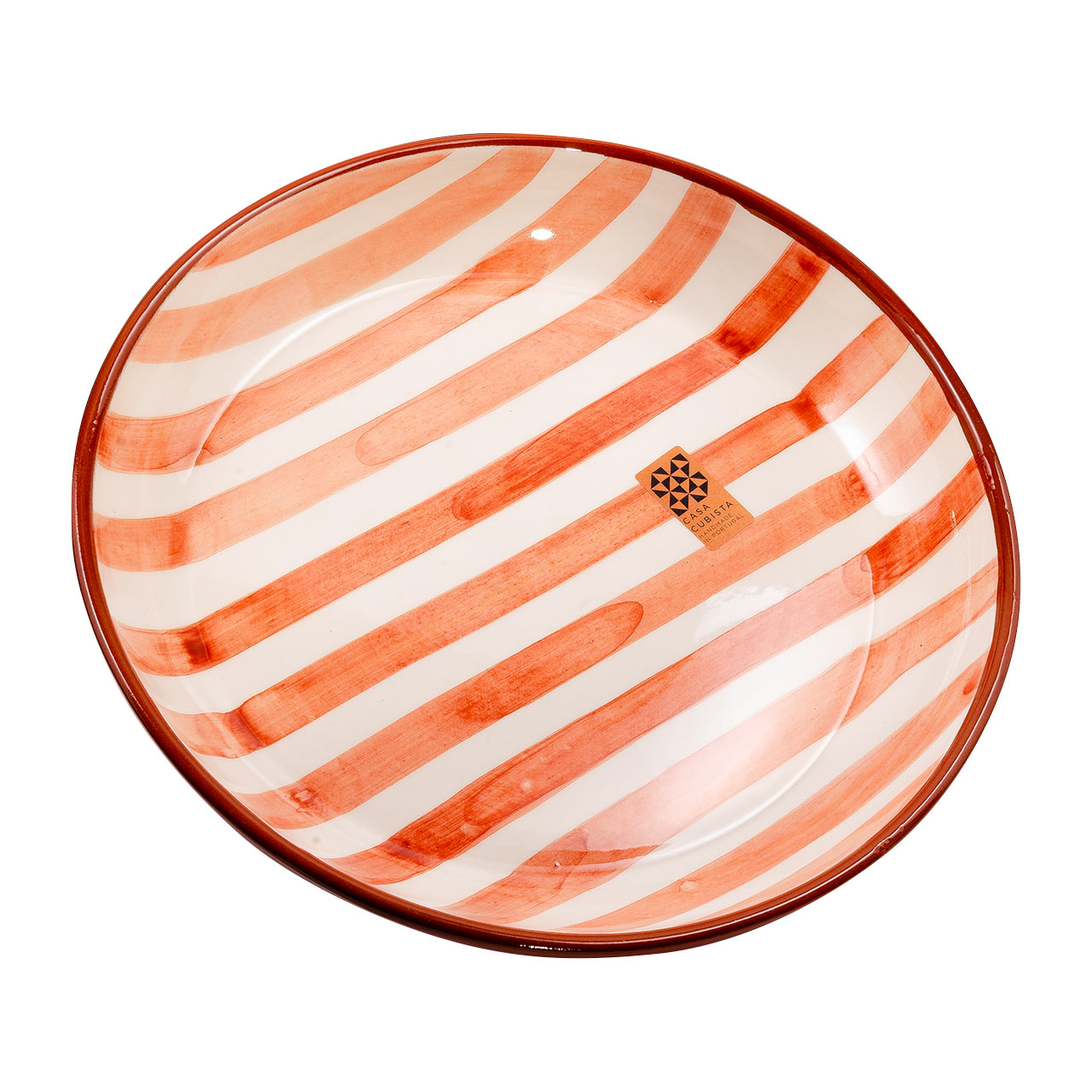 Keramikschale groß bold stripes terracotta