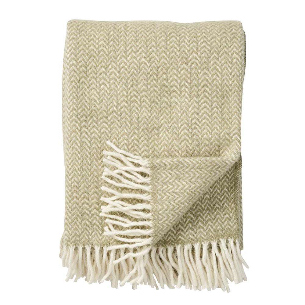 Klippan Wolldecke Chevron green