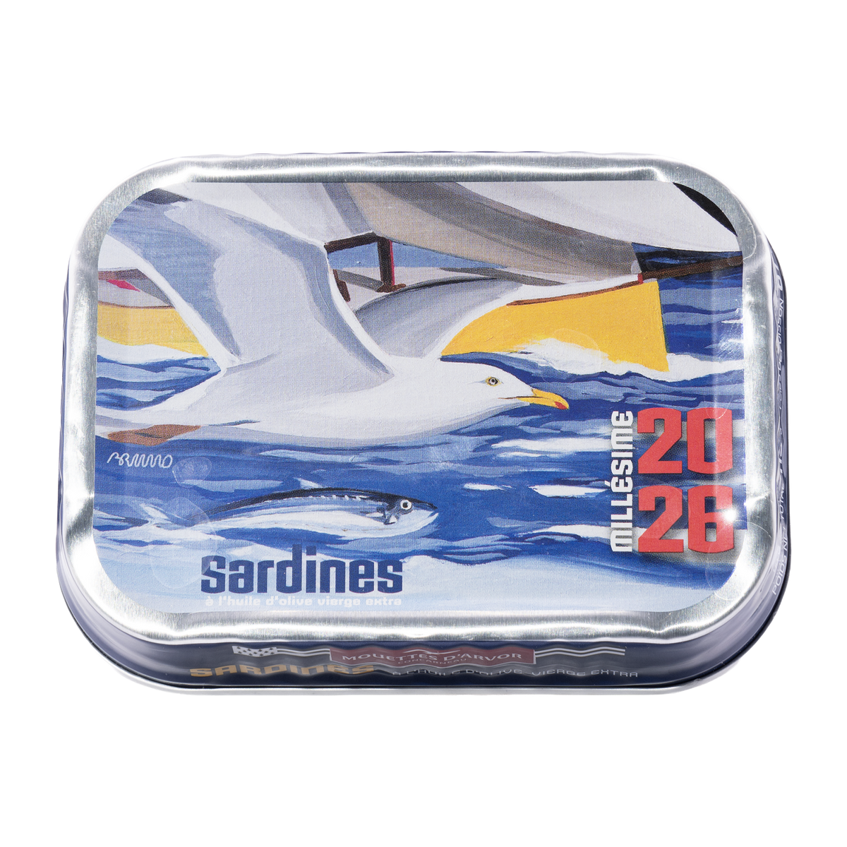 Jahrgangssardinen Ville Bleue 2026 von Les Mouettes d'Arvor in der 115-g-Dose