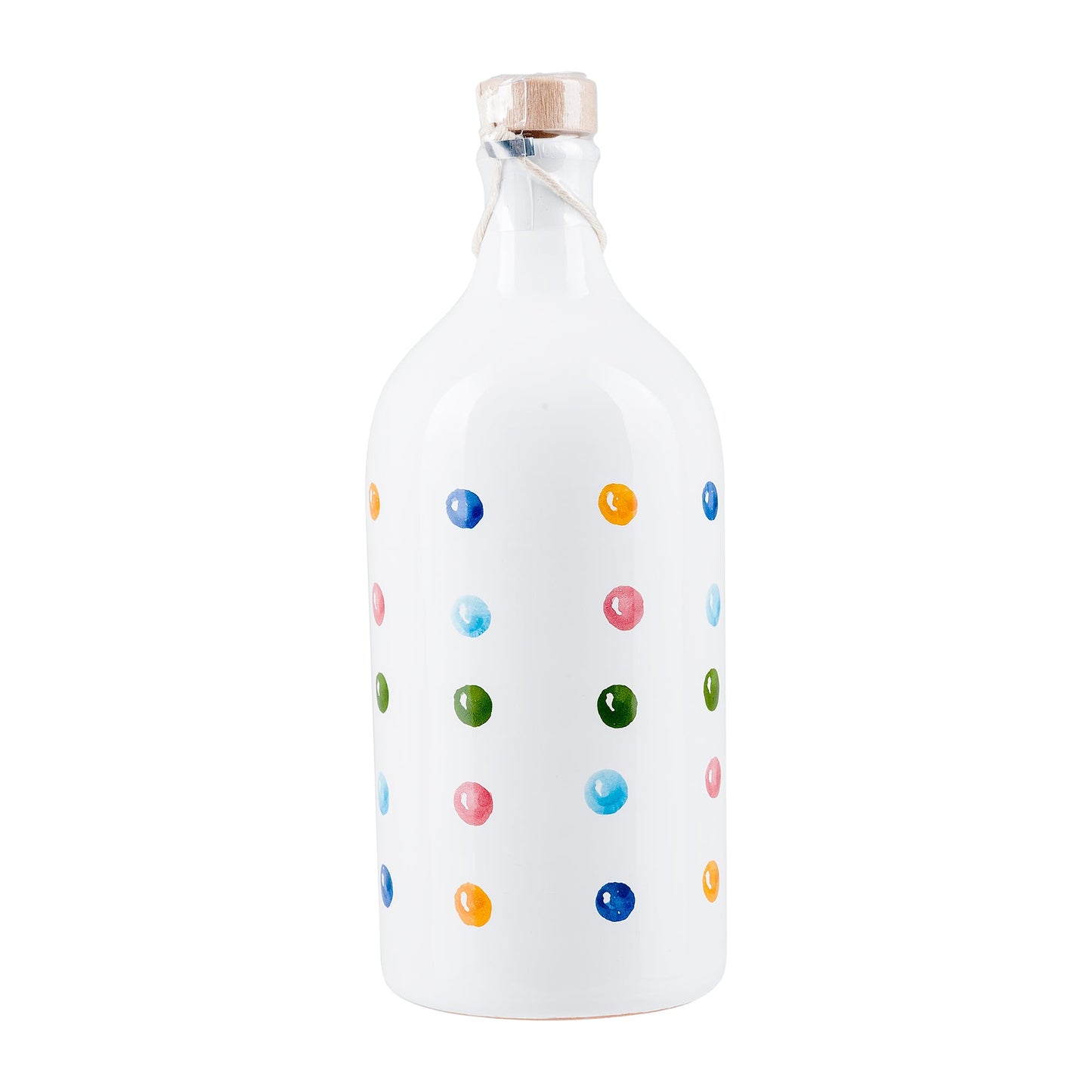 Muraglia Olivenöl Keramikflasche bunte Punkte