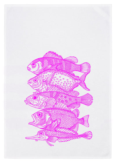 Geschirrtuch – Fische – neon-pink
