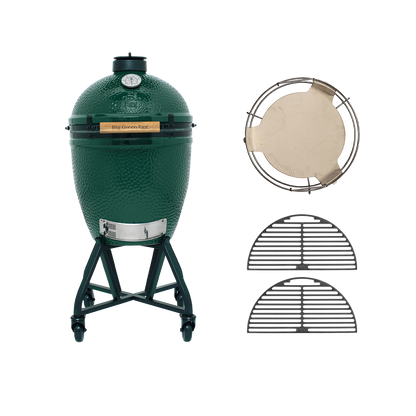 Big Green Egg Large Starter-Paket 2026 (ALHD4): Keramikgrill auf intEGGrated Nest+Handler mit Dual Zone Deflector Kit und zwei halbrunden Gusseisenrosten
