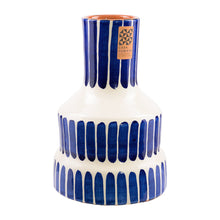 Casa Cubista  Keramik Stufen Vase  blau-weiß