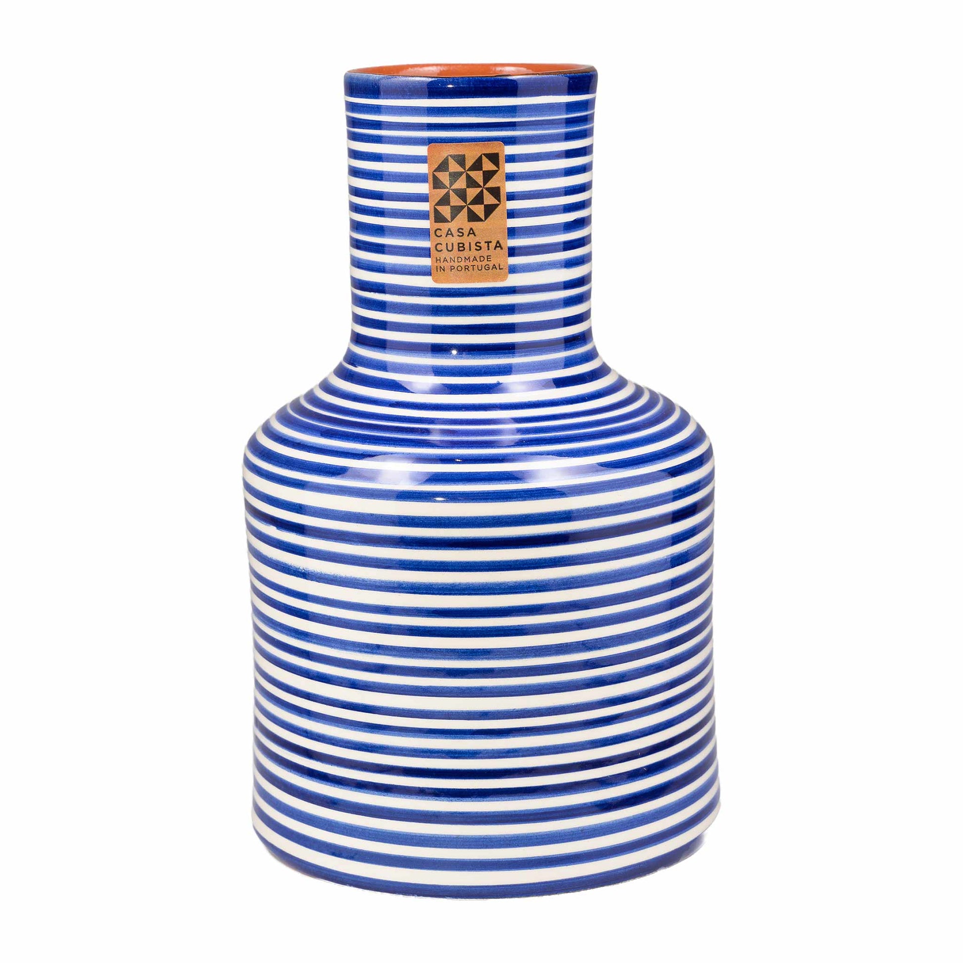 Casa Cubista  Keramik Vase  fine stripes blue