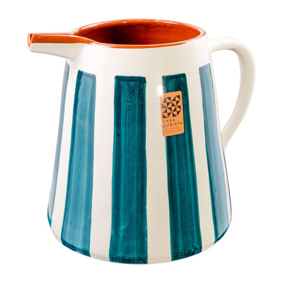 Ceramic jug 2l – bold stripes teal