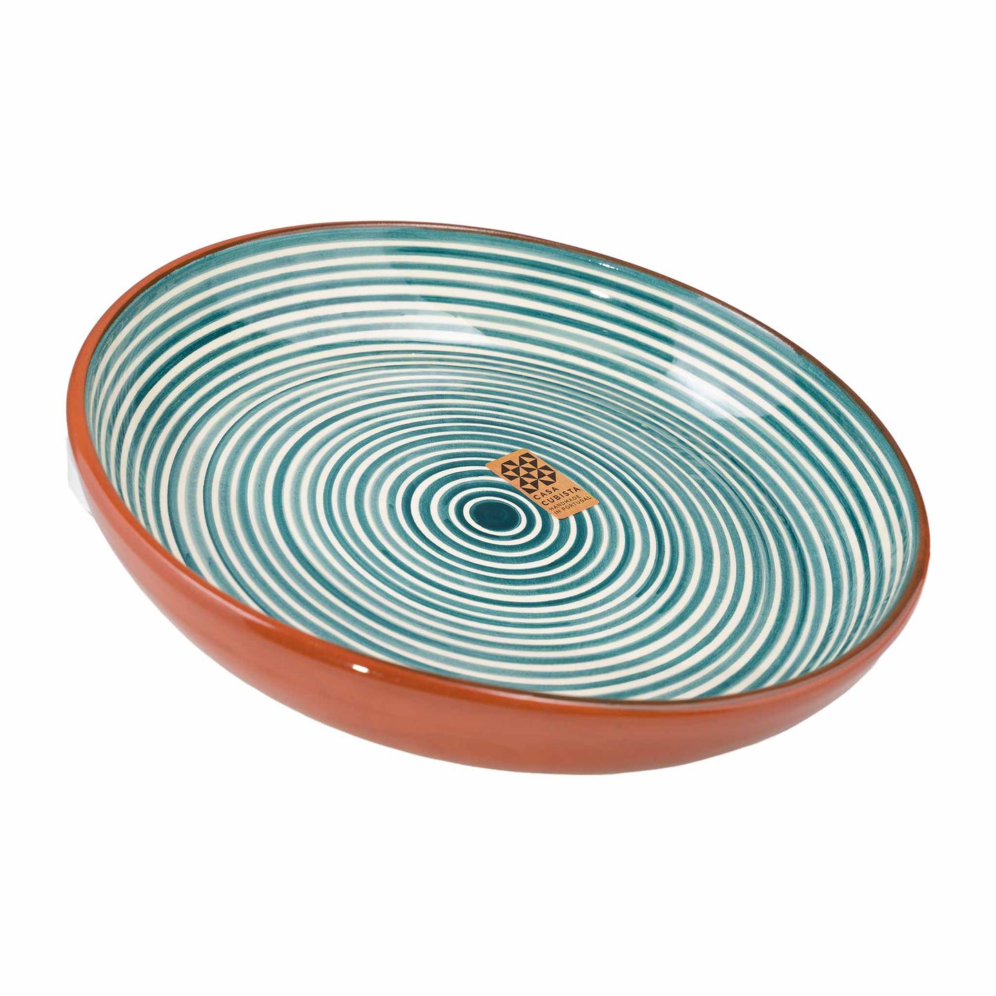 Keramikschale groß  fine stripes teal