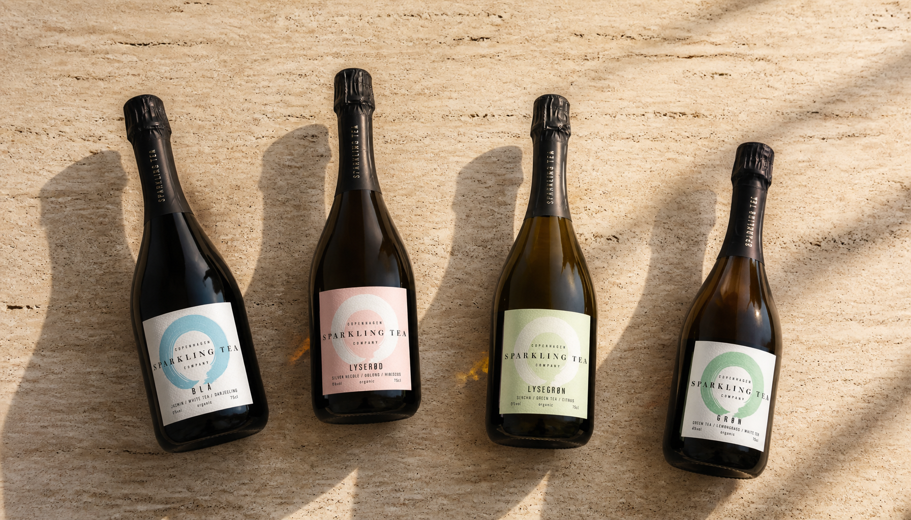 Copenhagen Sparkling Tea: Lysegrøn, Lyserød, Blå | genussland