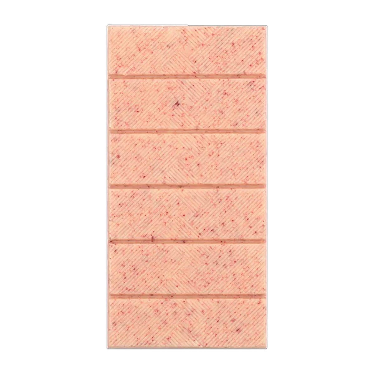 Dolfin weiße Schokolade mit Himbeeren, Rückseite der Tafel mit Himbeerstückchen