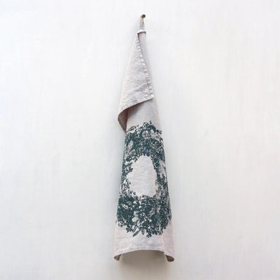 Linen Tea Towel Grey – Wreath