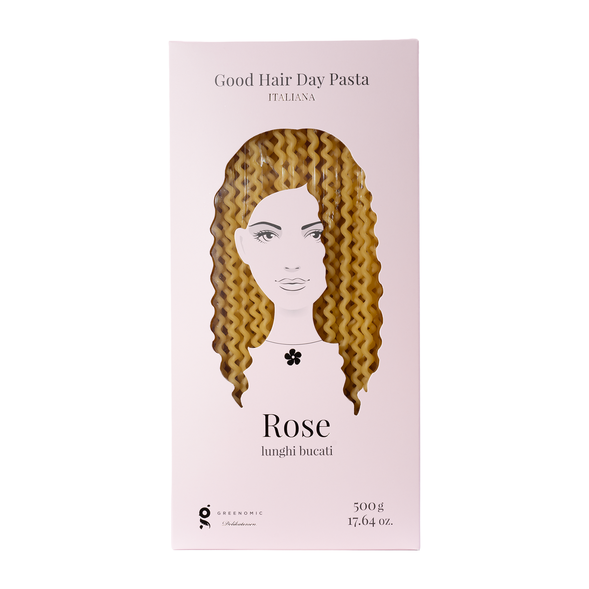 Rose lunghi bucati – Good Hair Day Pasta von Greenomic Delikatessen, 500 g Packung
