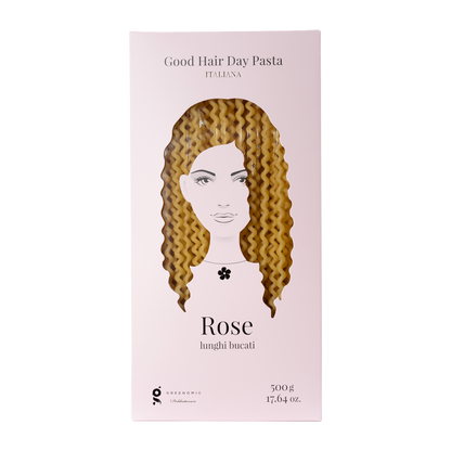 Rose lunghi bucati – Good Hair Day Pasta von Greenomic Delikatessen, 500 g Packung