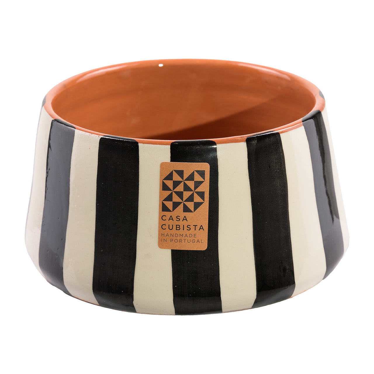kleine Keramikschale hoch  bold stripes black
