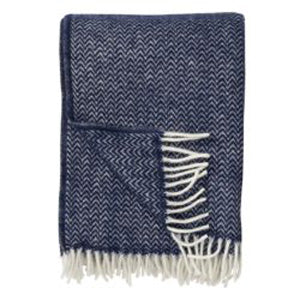 Wool blanket Chevron – dark denim