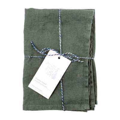 Linen Tea Towel – Forest Green