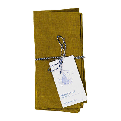 Linen Napkins – Moss Green – Set of 2
