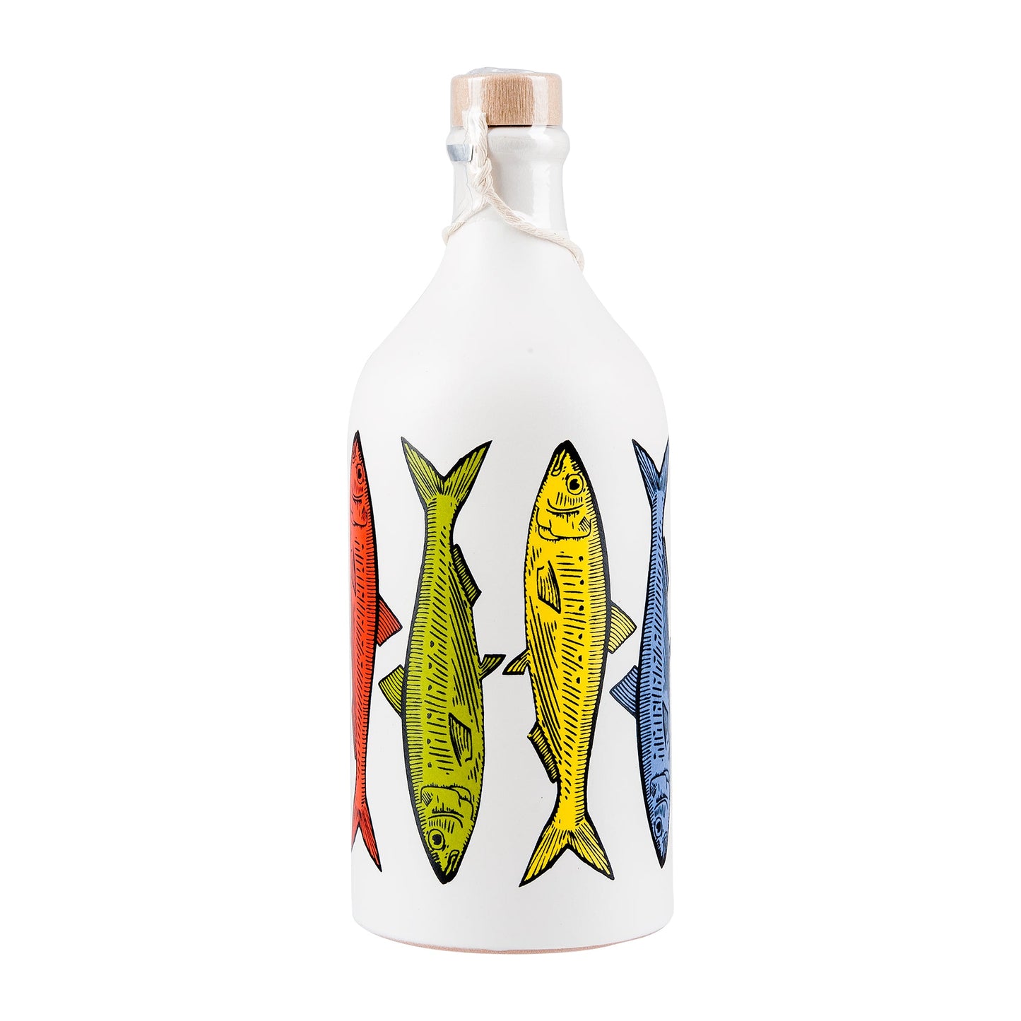 Muraglia  Olivenöl Keramikflasche bunte Sardinen