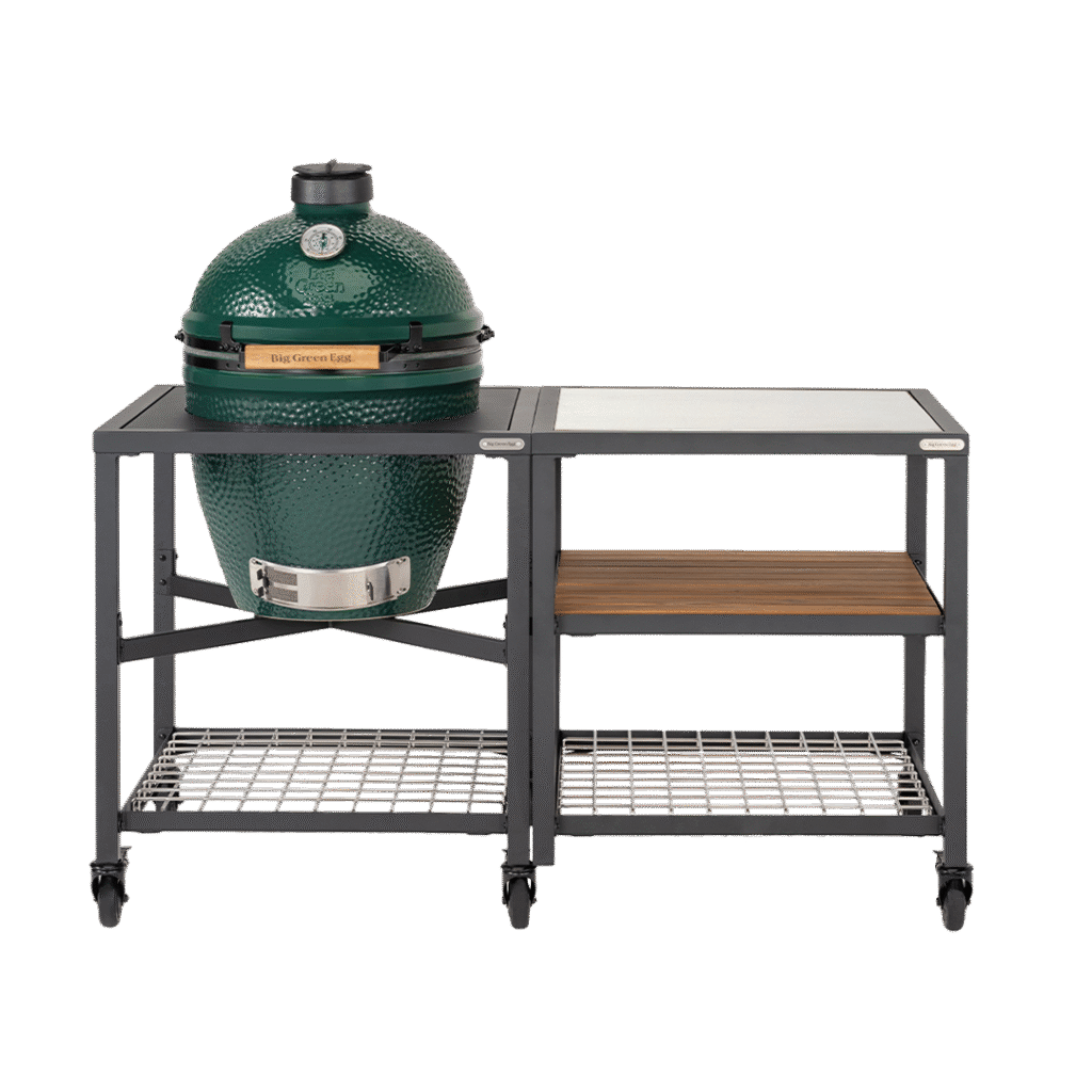 Large Outdoorküche 2026 — Komplett-Set mit Big Green Egg Large, EGG Frame, Erweiterung, drei Inserts und drei Caster Kits